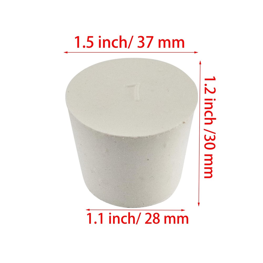 10 Pack White Tapered Solid Rubber Stopper Size 7# 37x28x30mm Lab Plug