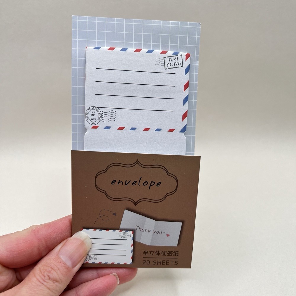 Air Mail Envelope Stand Up Sticky Note Pad School Lunch Notes