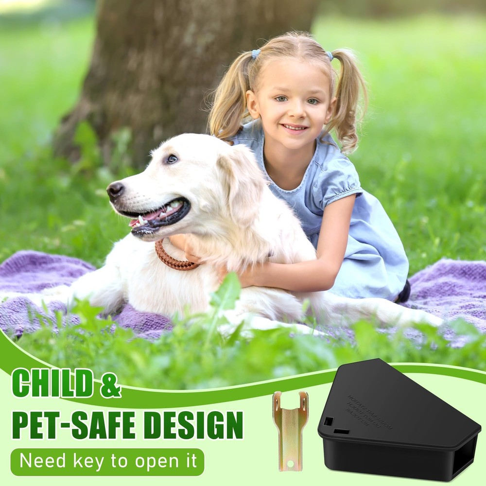 24 Pack Mice Bait Stations with Keys, Triangle Mouse Stations, Reusable Mouse...