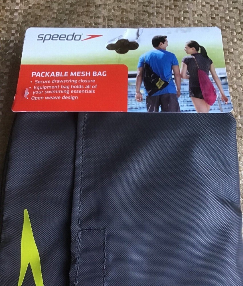 Speedo Packable Mesh Swimming Drawstring Bag - Gray/Yellow