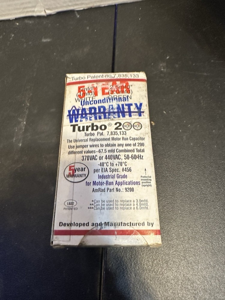 (AMRAD Turbo 200 Universal Replacement Motor Run HVAC Capacitor