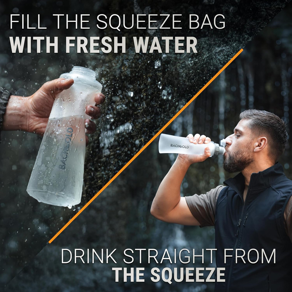 Water Filter Camping – Foldable Squeeze Portable Water Filter for Hiking, Backp