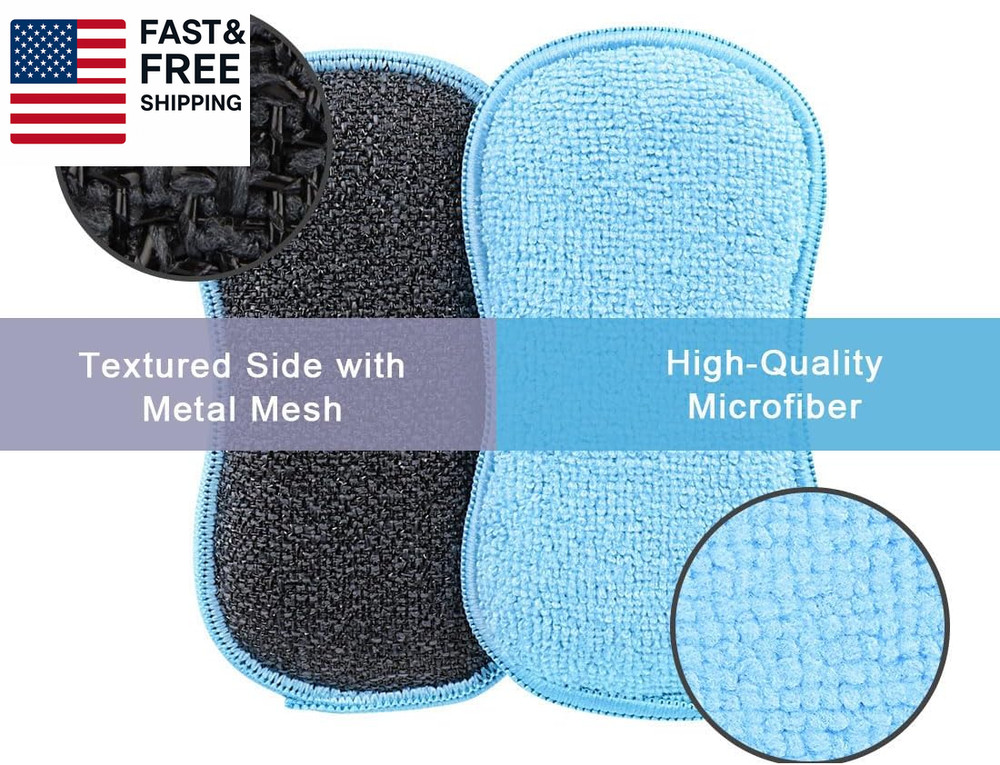 12 Pack Multi-Purpose Scrub Sponges Kitchen, Dish Sponge, Non-Scratch Microfiber