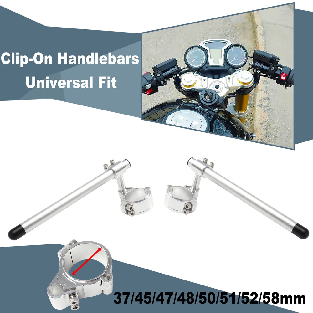 37-58mm Fork Tube Clip On Handlebars Riser Handle Bars Universal Fits Adjustable