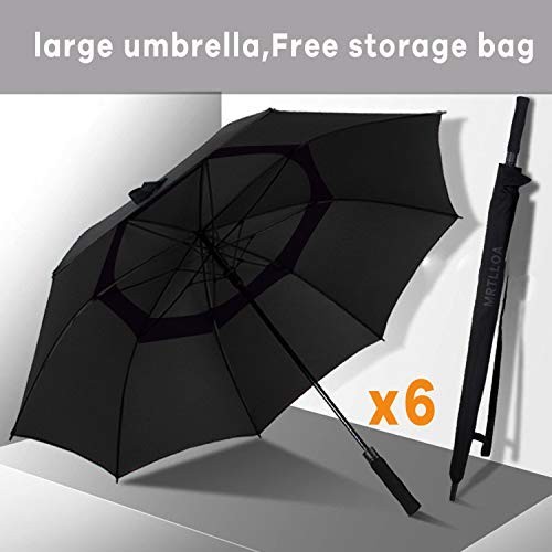 6 Pack Golf Umbrellas 62/68 Inch Large Double Canopy Vented Automatic Open Stick