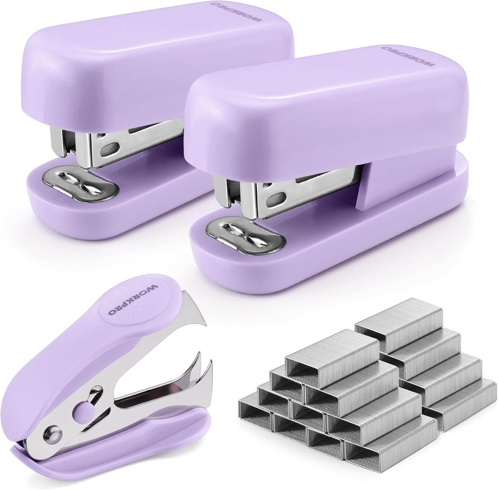 WORKPRO 3Pcs Mini Stapler Set Staple Remover 2000 Staples 12 Sheet Capacity US