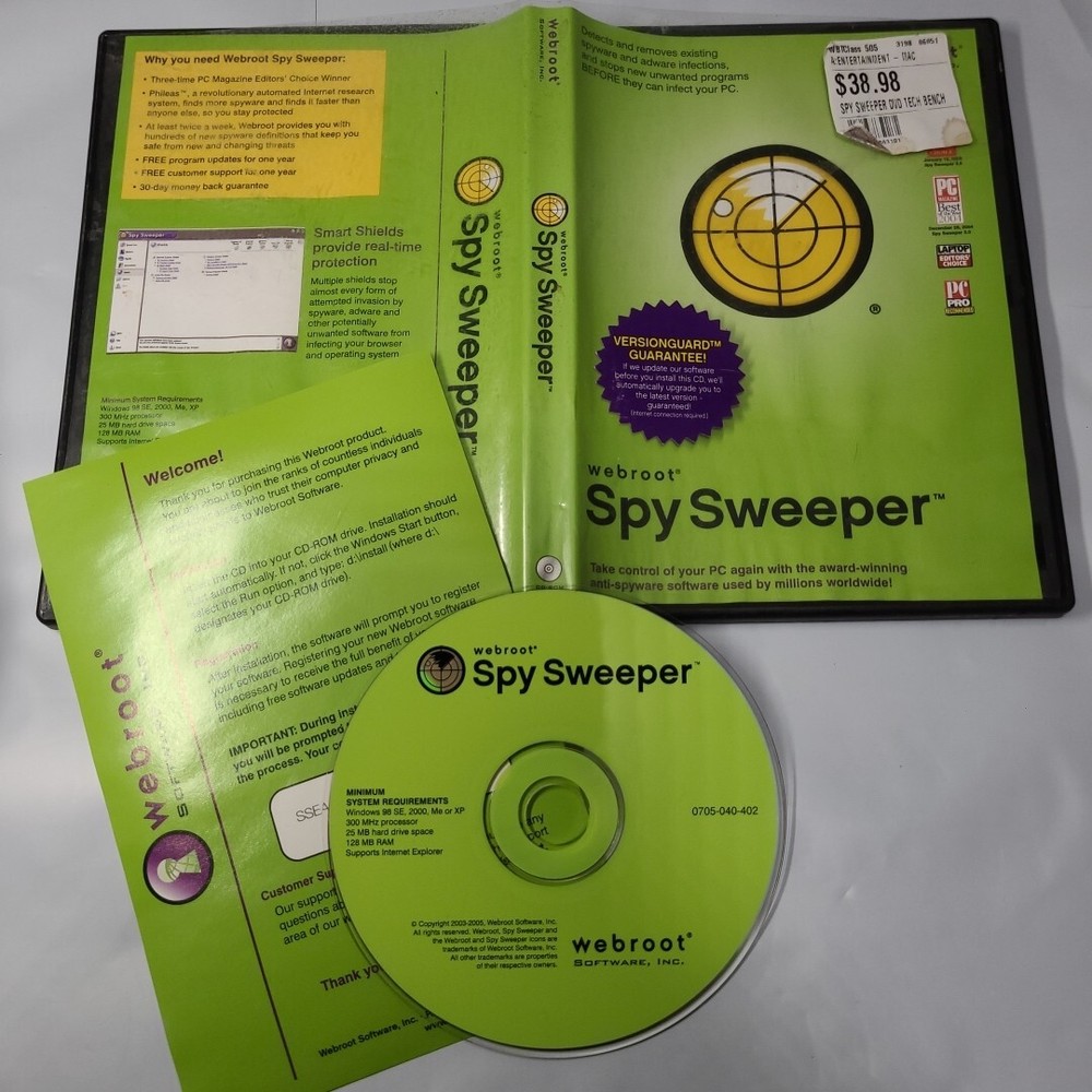 Webroot Spy Sweeper 2003 - 2005 Anti-Spyware Software. COMPLETE!