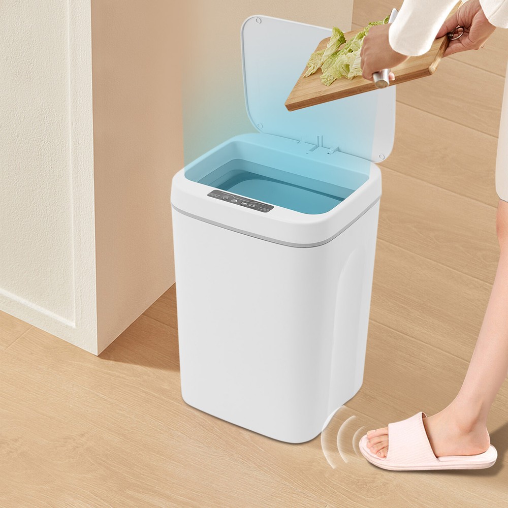 Smart Trash Can 16l White Waste Bin for Kitchen Or Office Touchless Senso