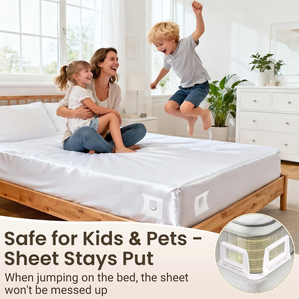 Bed Sheet Holders Clips Elastic Straps for Corners Sides Universal Fit