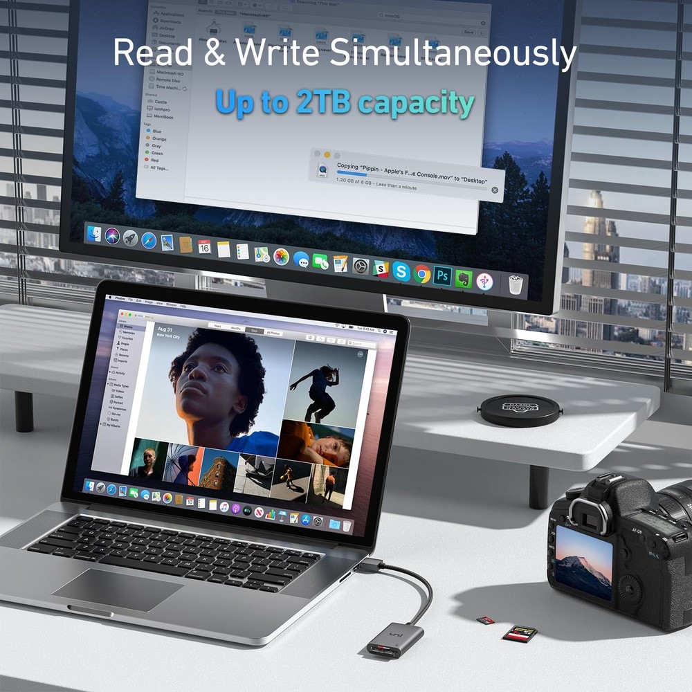 uni SD Card Reader, High-Speed USB 3.0 to Micro Adapter, Grey