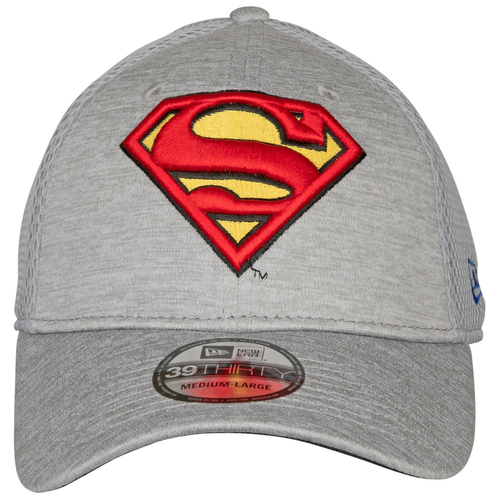 Superman Symbol Grey Shadow Tech New Era 39Thirty Fitted Hat Grey