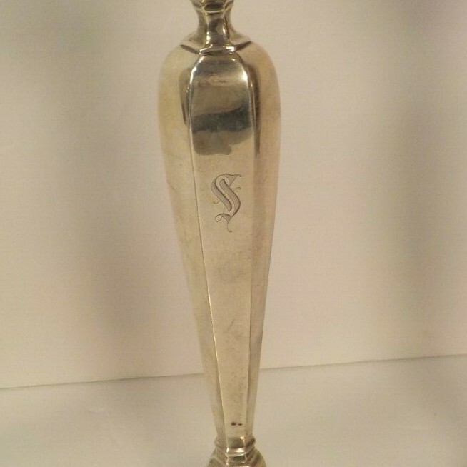 Set/4 WATSON Sterling Silver 10.25" Candlesticks, Monogram "S"