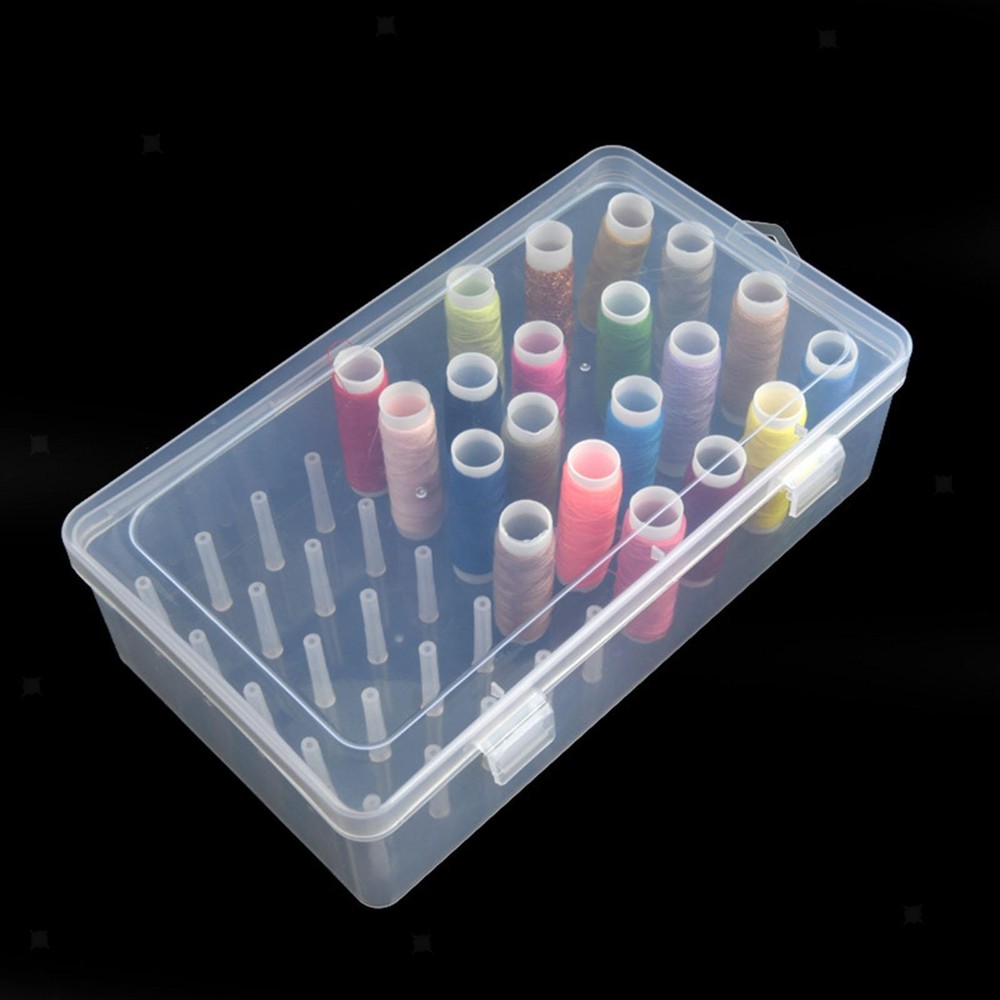 Sewing Thread Storage Box Transparent 42 Axis Sewing Yarn Spools Container