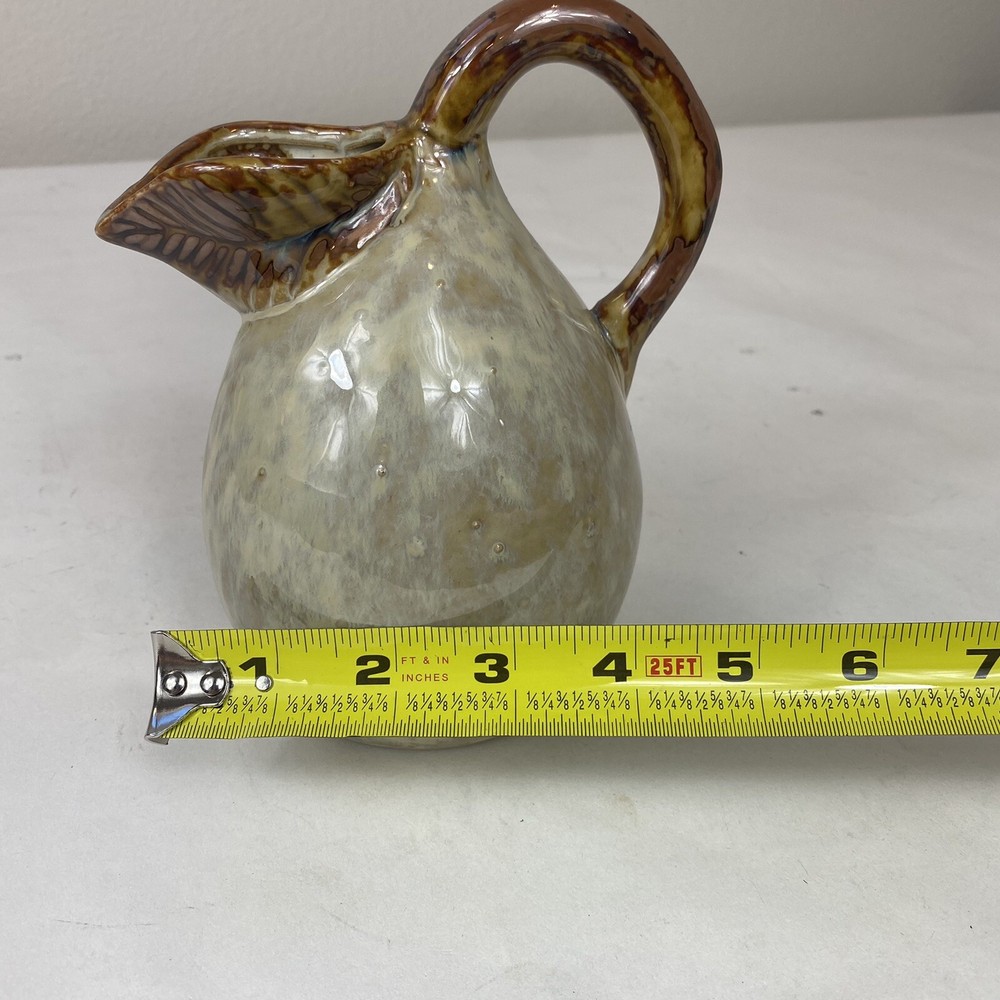 Pear Fruit Shaped Pitcher - Pottery Rustic - Brown Tan High Gloss 6.5” Tall