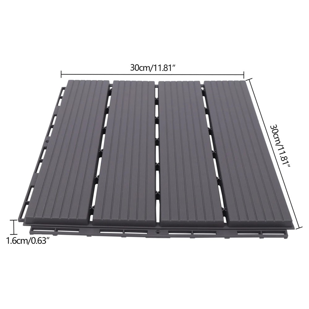 Interlocking 12"x12" Plastic Composite Patio Deck Tiles Easy DIY Installation