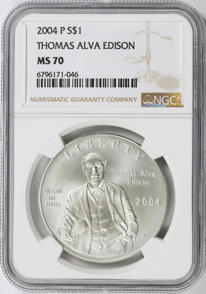 2004-P Thomas Alva Edison $1 Commemorative Dollar NGC MS70