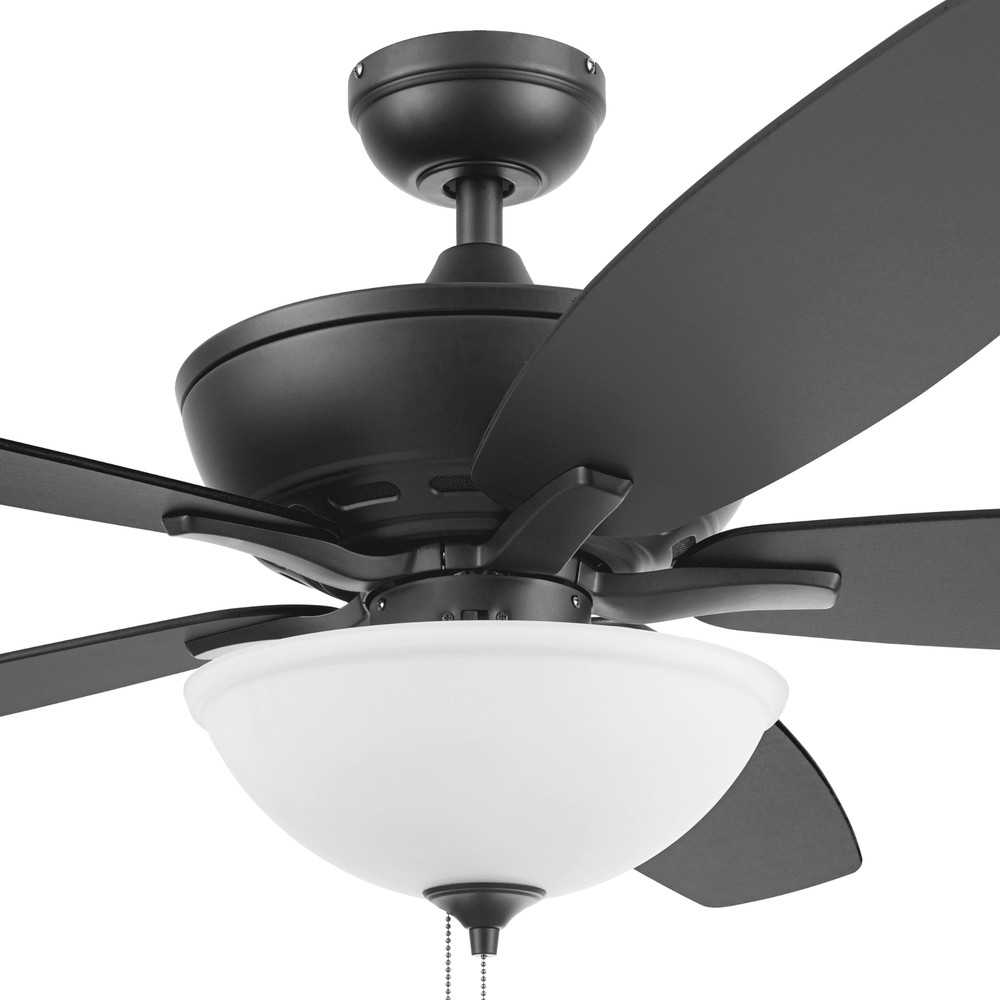 60" Black Ceiling Fan with Light, 5 Blades, Reverse Airflow, Pull Chain Control