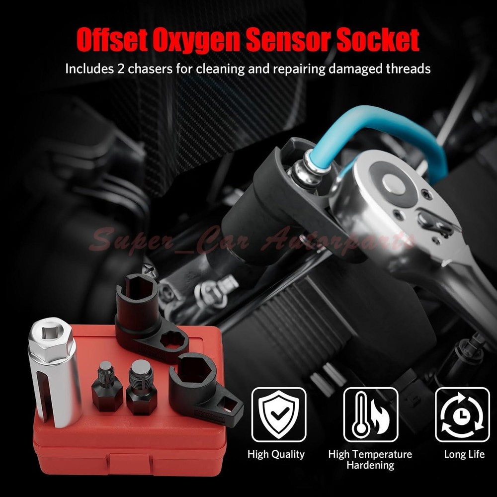 5pcs Oxygen O2 Sensor Socket Remover/Installer Thread Chaser Tool Set Kit 22mm