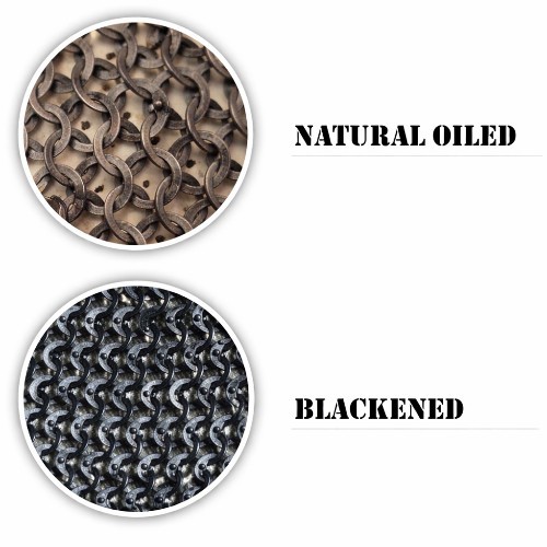 9MM Chainmail Shirt Front Open Half Sleeve Riveted Flat Ring Medieval Armor