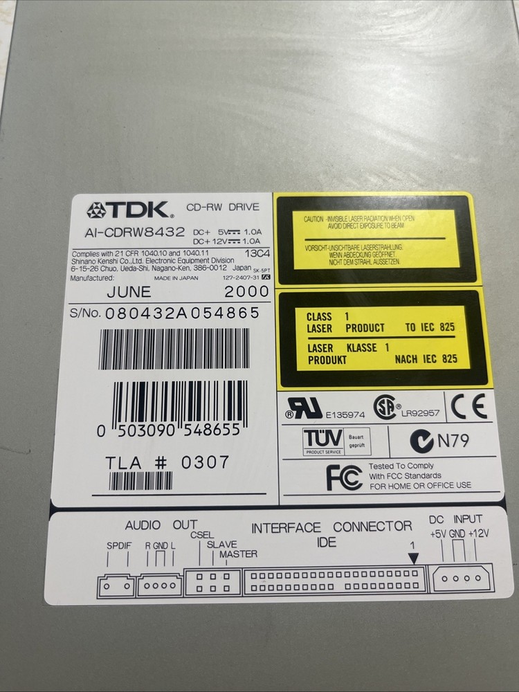 TDK AI-CDRW8432 CD-RW June 2000 Internal IDE Drive @4A