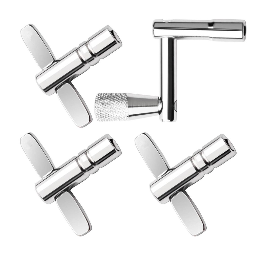 4 Piece Drum Key Set Includes Continuous Motion Speed Key for All Drum Tuning