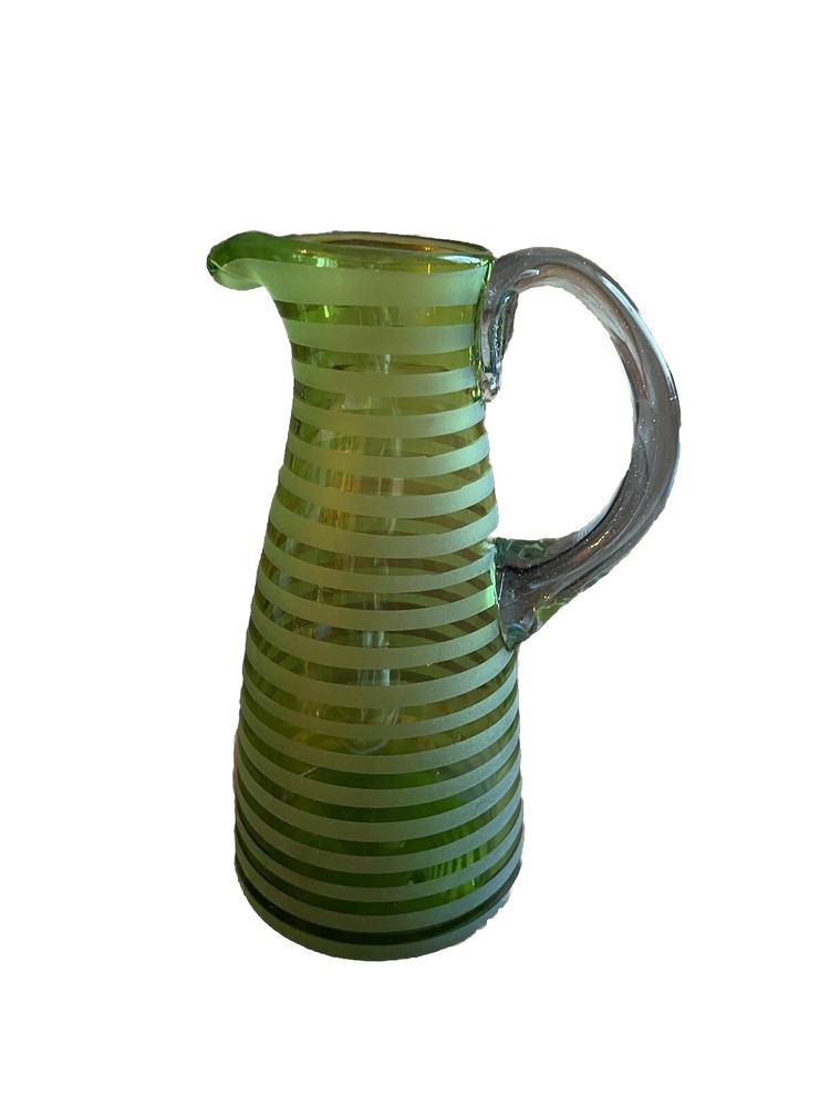 Pottery Barn Glass Stripe Pitcher