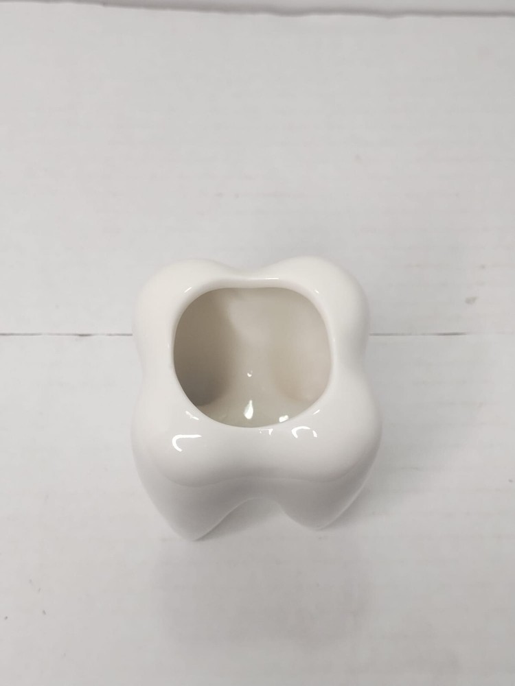 Ceramic Molar Tooth Planter Figural Pen Holder White
