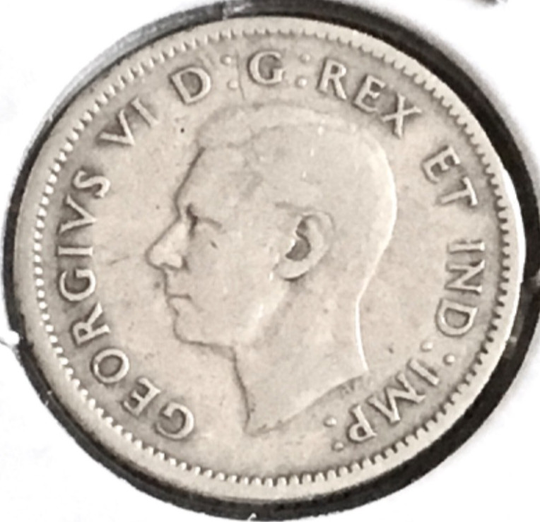 1944 Canada 10 Cents 80% Silver KM #34