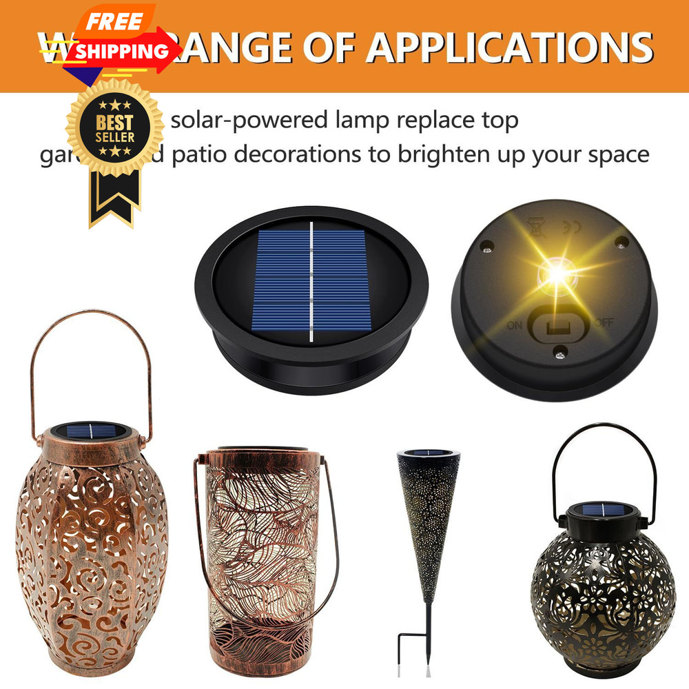 2 Pack Replacement Solar Light Parts(Top Size 3.2 3.23inch-2Pack, Black