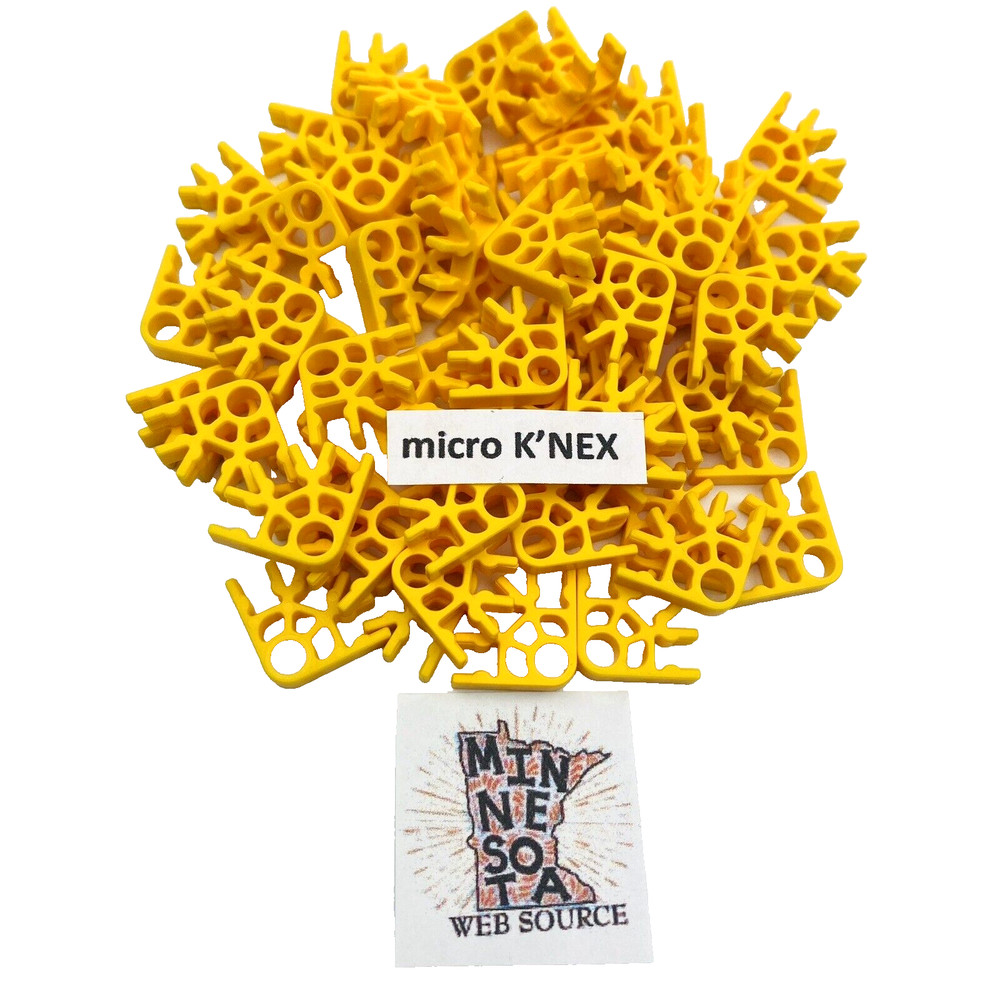 100 MICRO K’NEX Yellow Connectors 3‑Way – Small Tiny Mini Parts