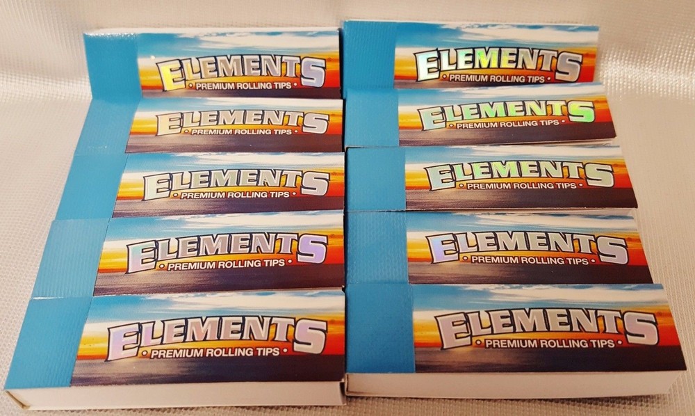 10 Packs Elements Premium Ultra Thin Rice Rolling Paper Tips 50 Per Pack