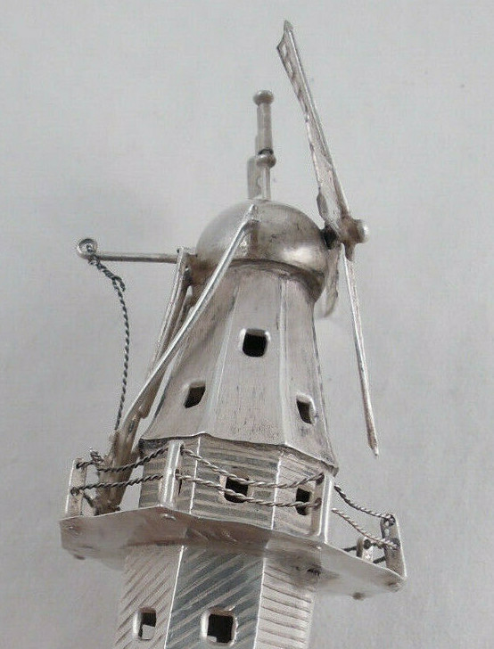 DUTCH SILVER MOVING WINDMILL FIGURINE