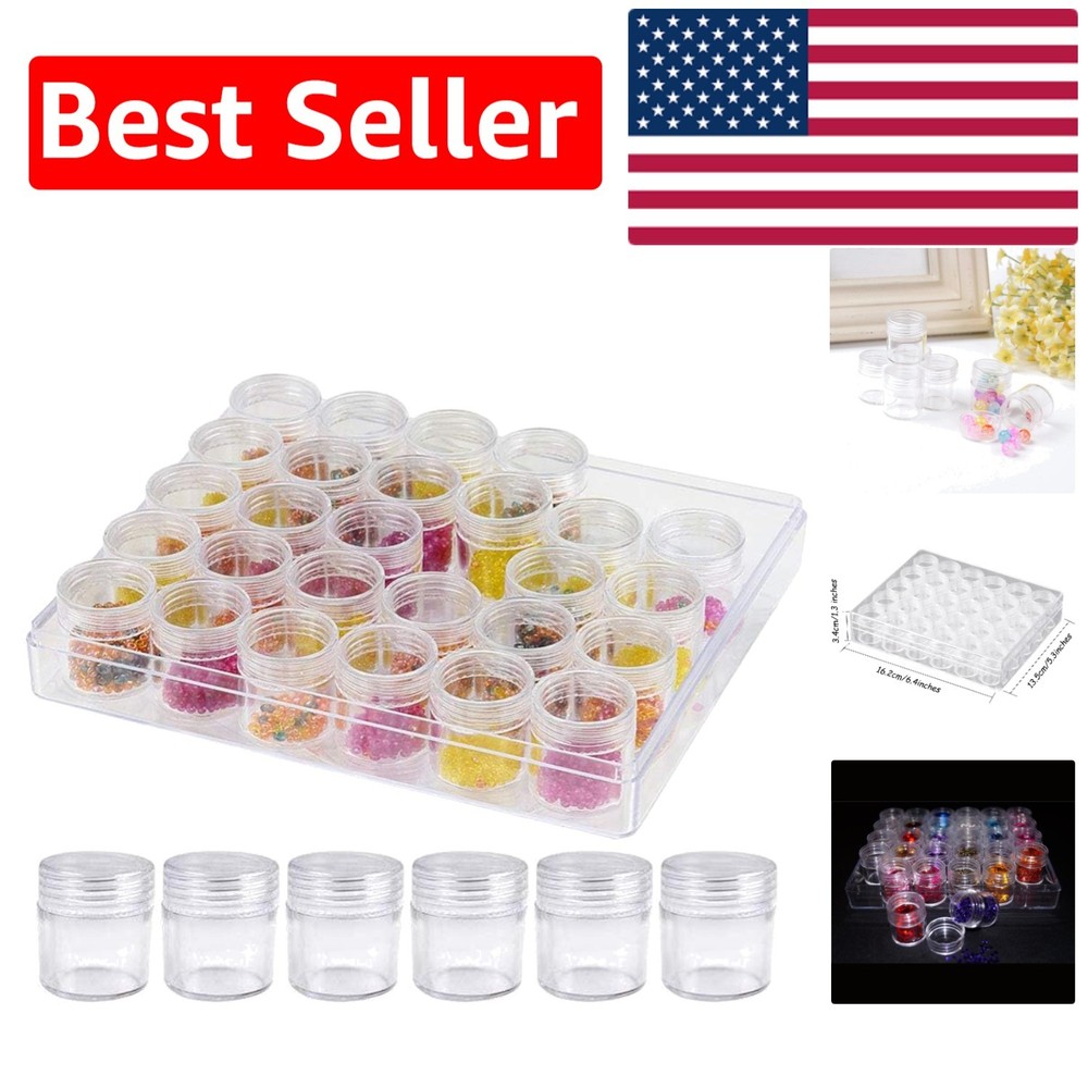Versatile Clear Plastic Storage Box with 30 Jars - Organize Crafts & Small Items