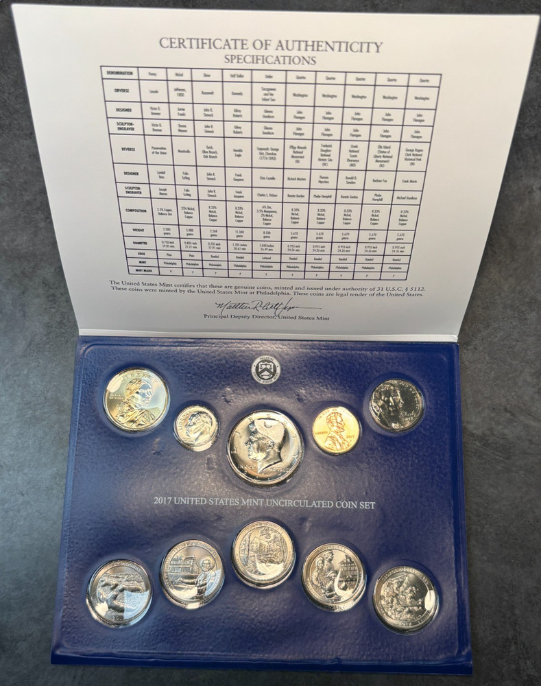 2017 P & D US Mint Complete Uncirculated Set 20 Coins w/ COA