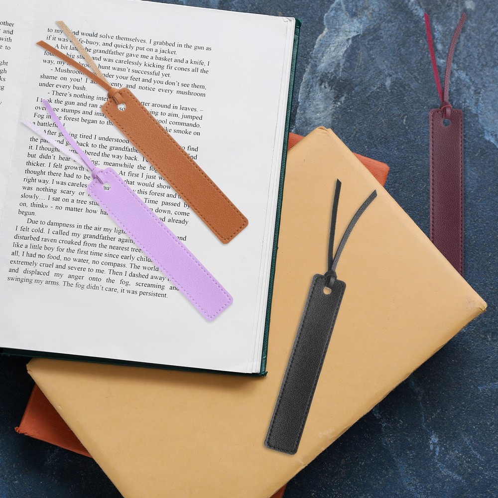 8 Pcs Leather Bookmark, Personalized Handmade Leather Bookmarks, Black
