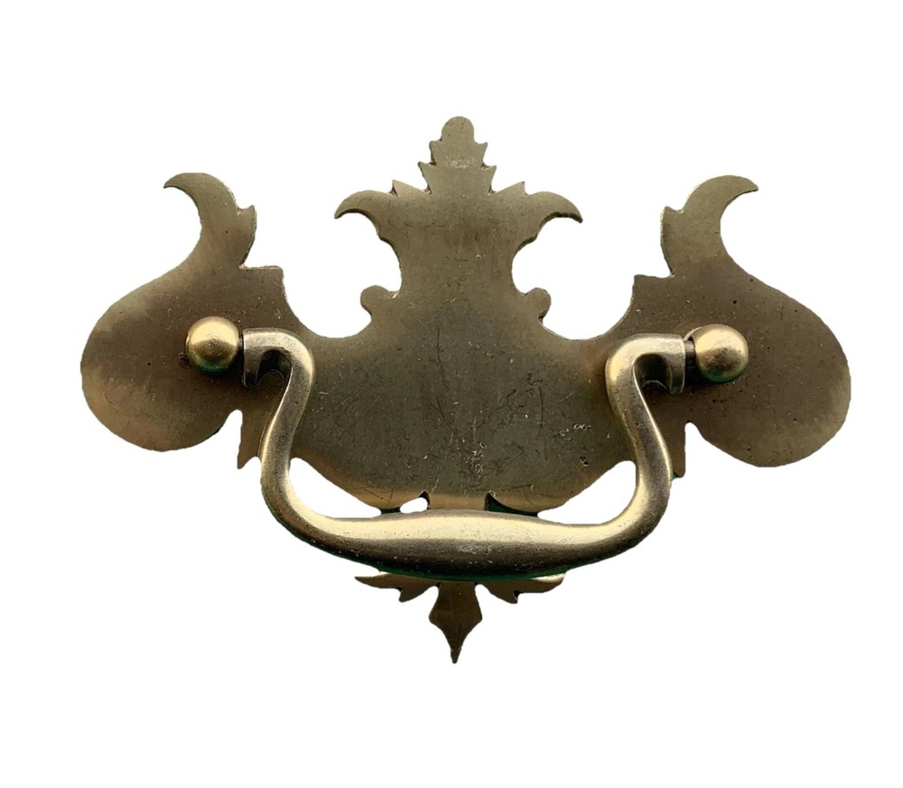 RARE Antique Hardware Brass Colonial Chippendale Batwing Drawer Pull 3”centers
