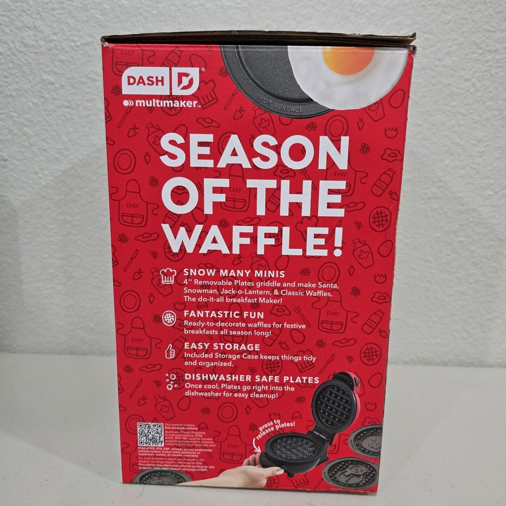 Dash MultiMaker Mini System Waffle Griddle Removable Plates Storage Xmas