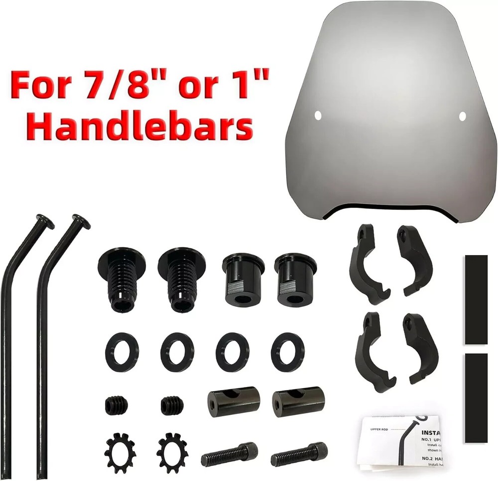 15'' Motorcycle Front Windshield Smoke Windscreen Universal For Harley