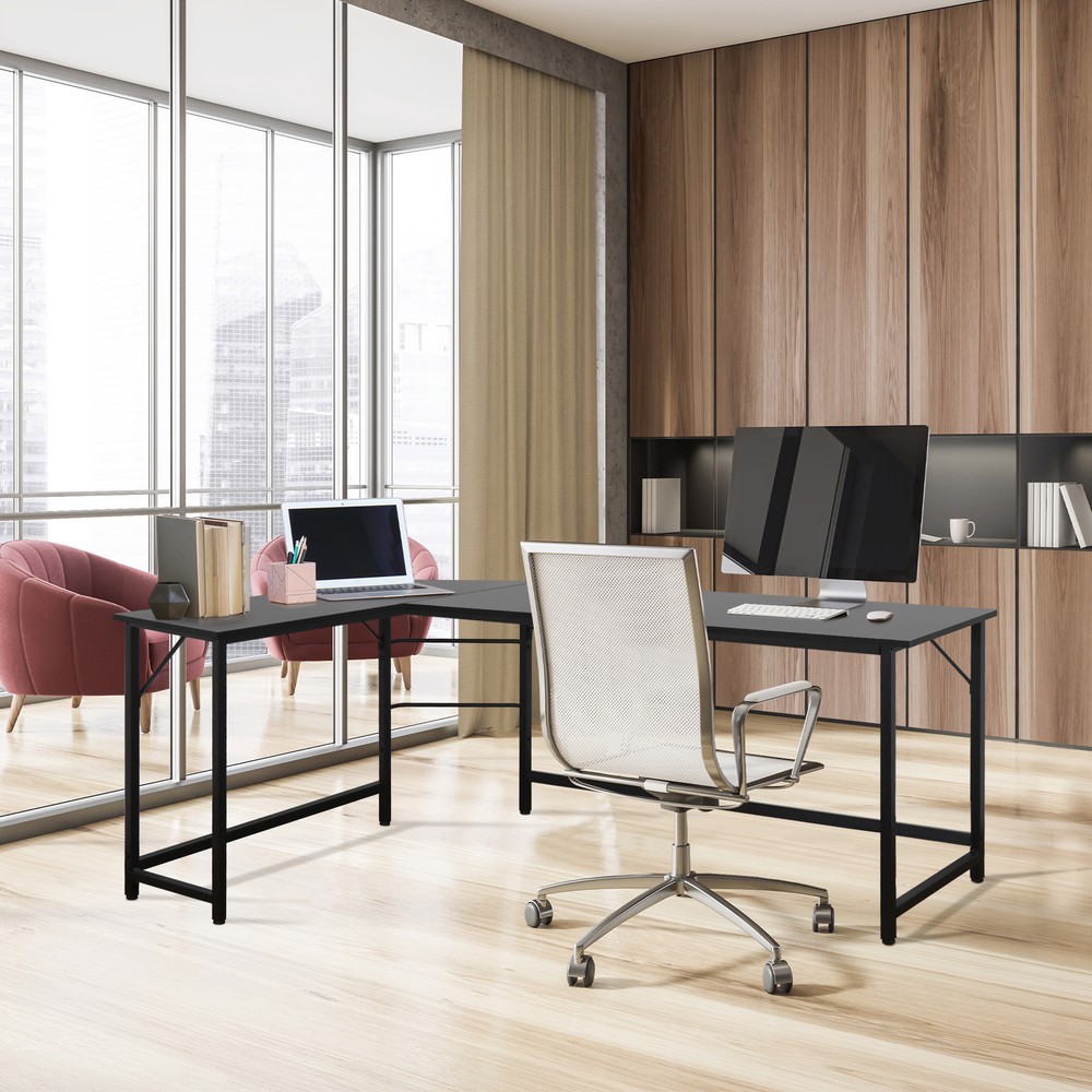 66" L-Shaped Computer Desk Large Workstation Home Office PC Stand Modern