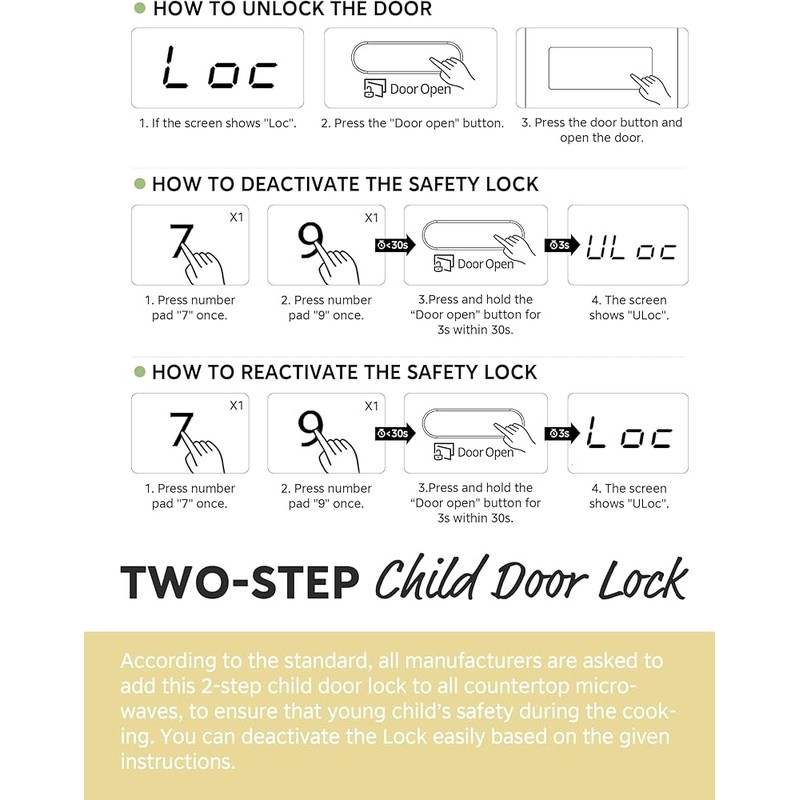 Compact 0.7 Cu Ft Microwave Oven W/ Two Step Child Lock & Auto Cook Functions US