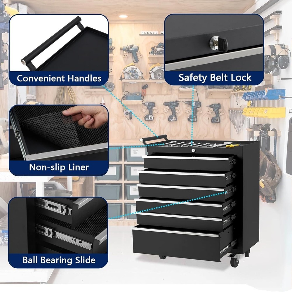 GRAVEE Rolling Tool Chest 6 Drawers Tool Storage Cabinet Toolbox Organizer