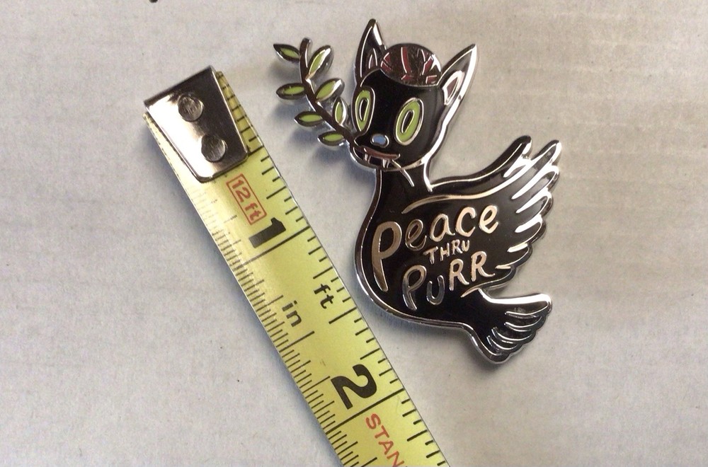 Peace Thru Purr Cat Pin by Gary Baseman