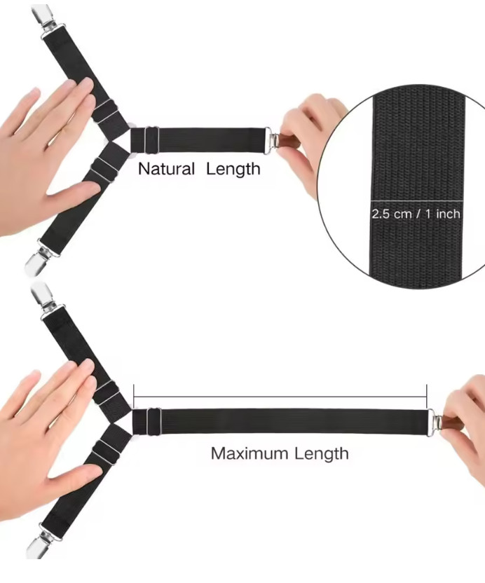 4 Pack Bed Sheet Holder Straps Adjustable Fitted Sheet Clips Corner Grippers