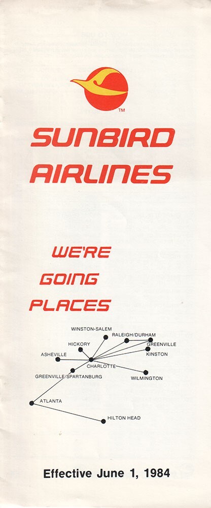 Sunbird Airlines timetable 1984/06/01