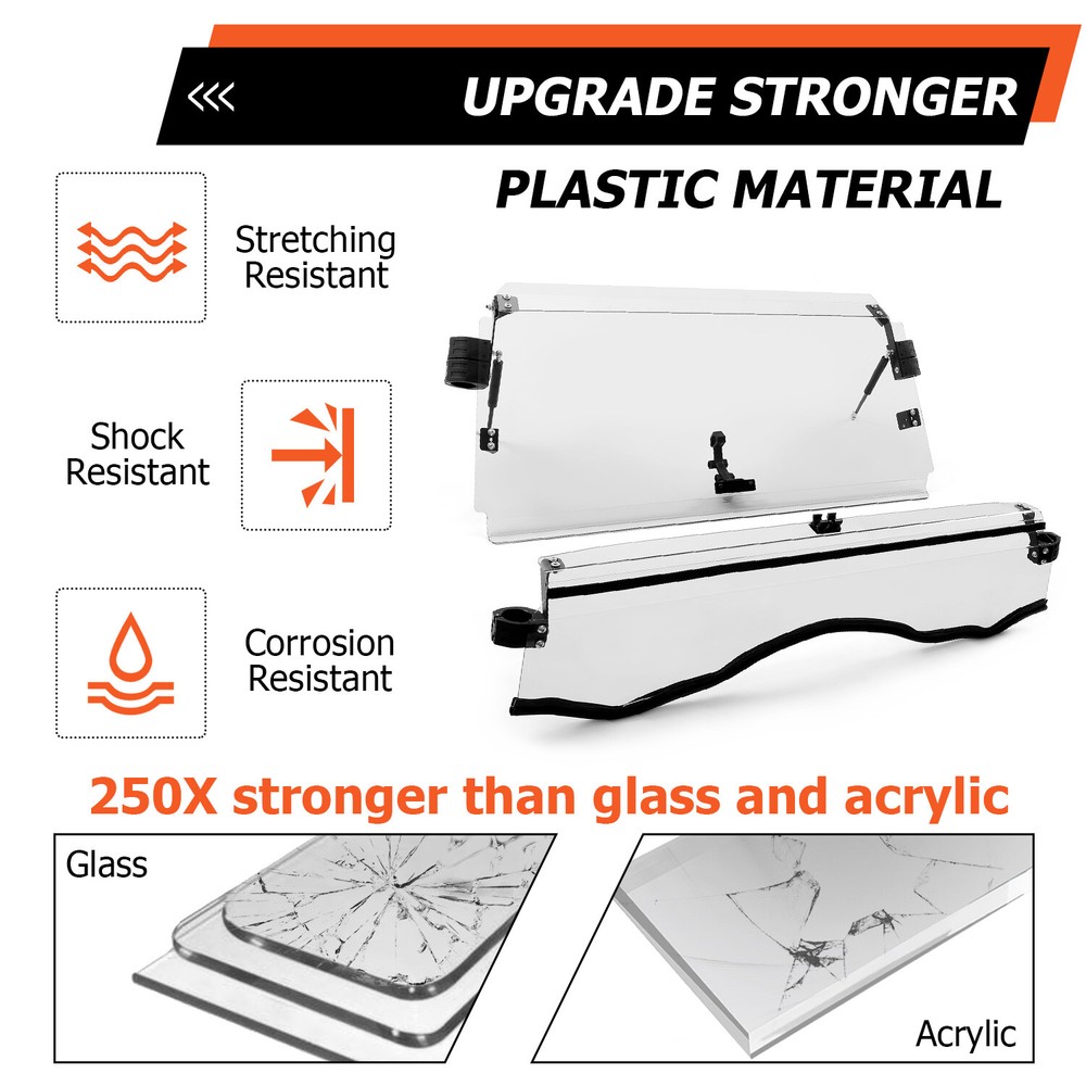 For Can-Am Scratch Resistant Full Flip Windshield 11-20 Commander 800/1000/Max