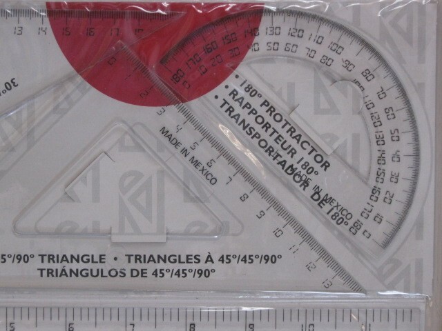 Schoolworks 8813 Geometry & Drafting Set - Ruler, Protractor & Triangles