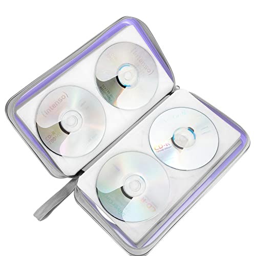 CD Case, DVD Case Holder 96 Capacity Hard Plastic CD DVD Disc Cases Lavender
