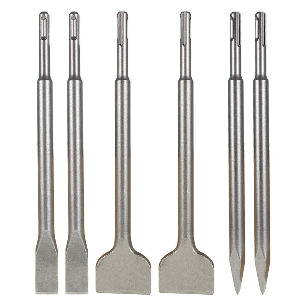 6Pcs Concrete Rotary Hammer Drill Chisel Set Includes Point Chisel & Flat Chisel