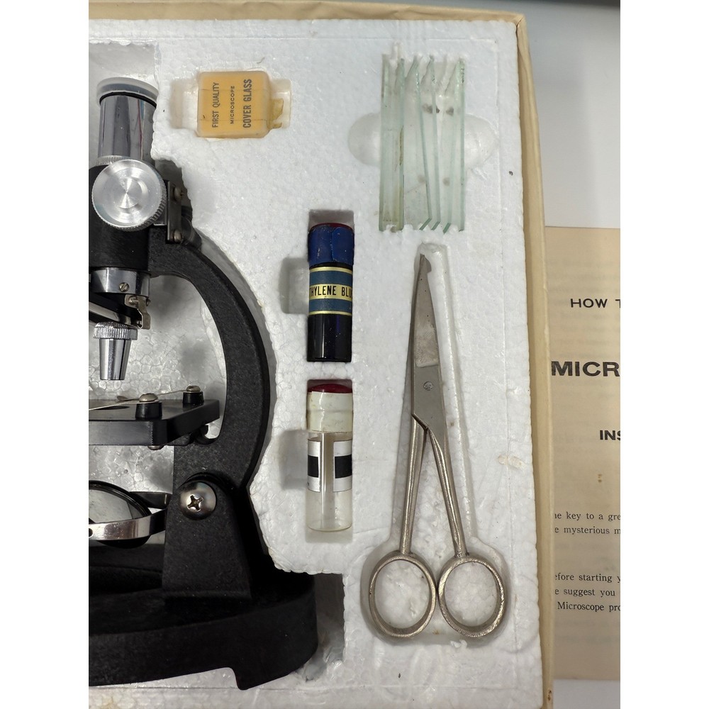 Vintage Junior Microscope Set Complete with Box and Accessories