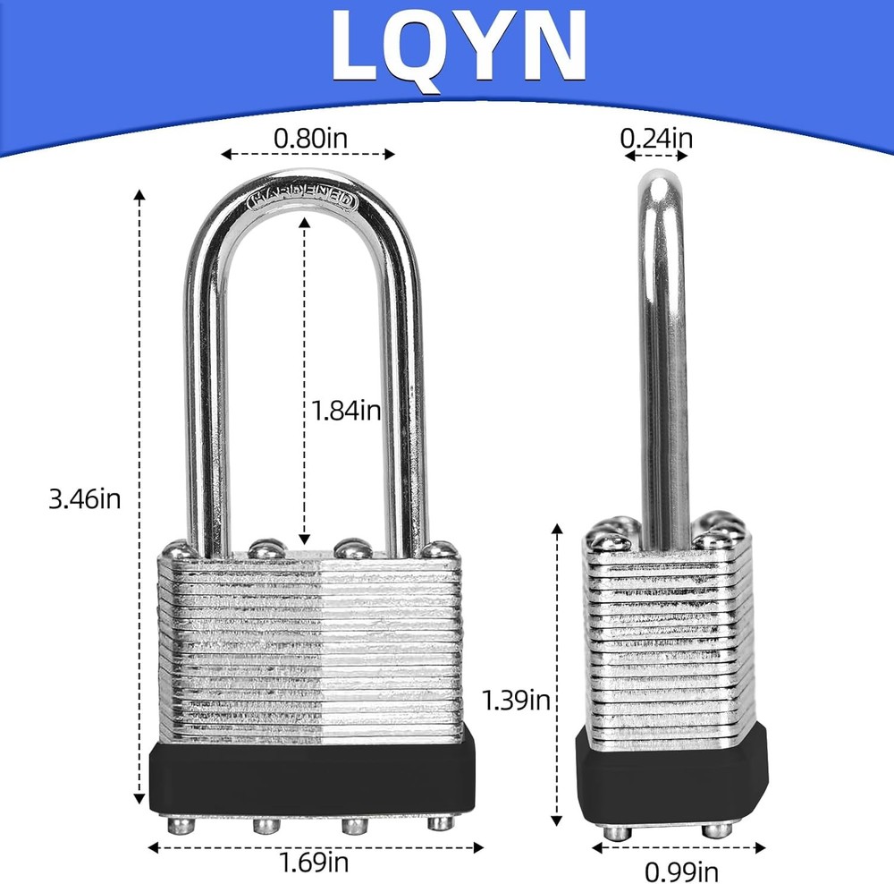 Padlocks with Same Key, 6 Pcs Laminated Keyed Padlock (1-9/16", 40mm),